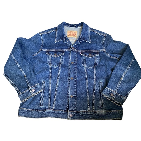 LEVI’S Trucker Jacket Classic Blue Size XXL Denim Iconic Pockets - Picture 1 of 12